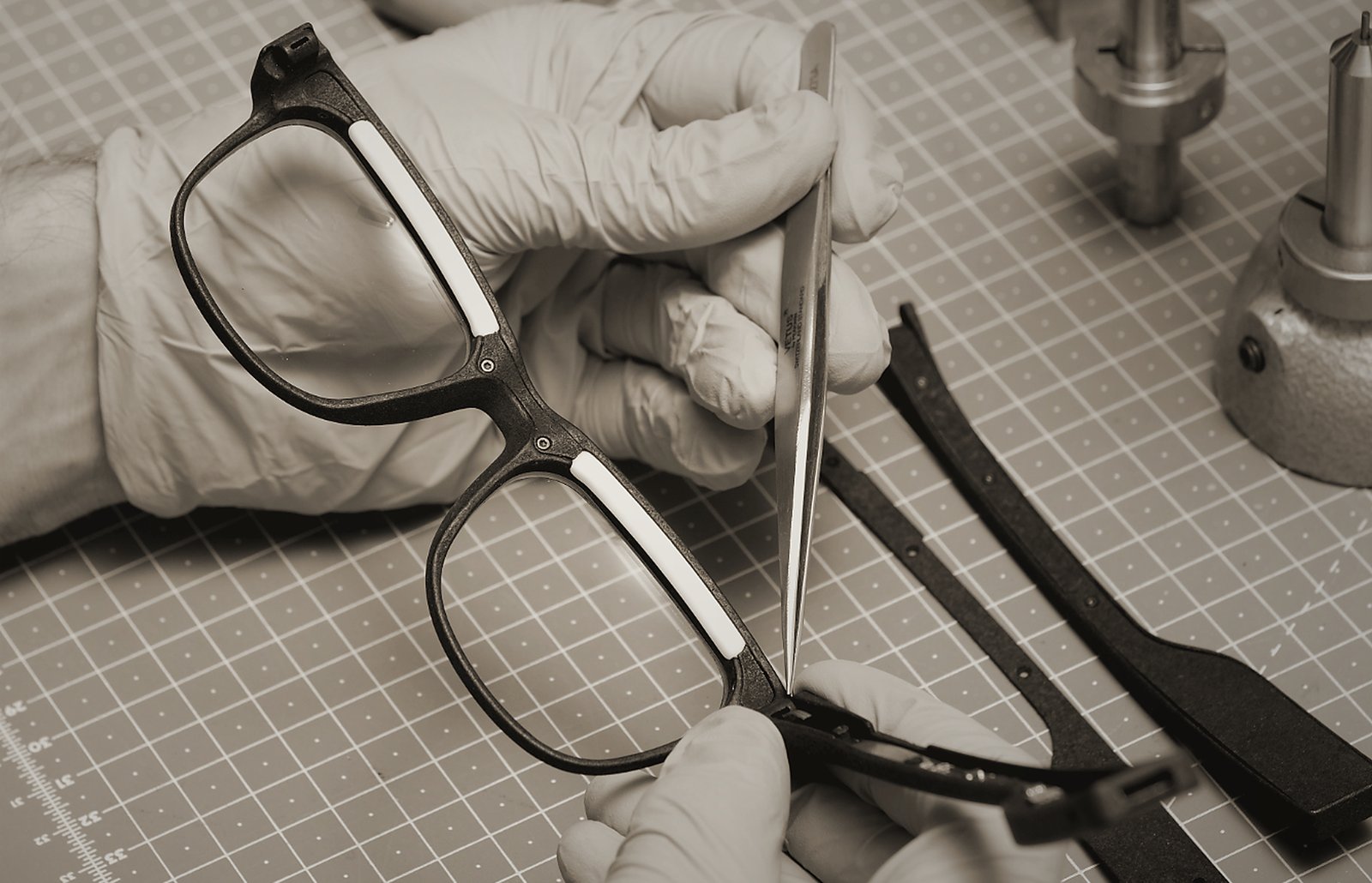 An OptimRise engineering-validation frame photographed on a workbench.